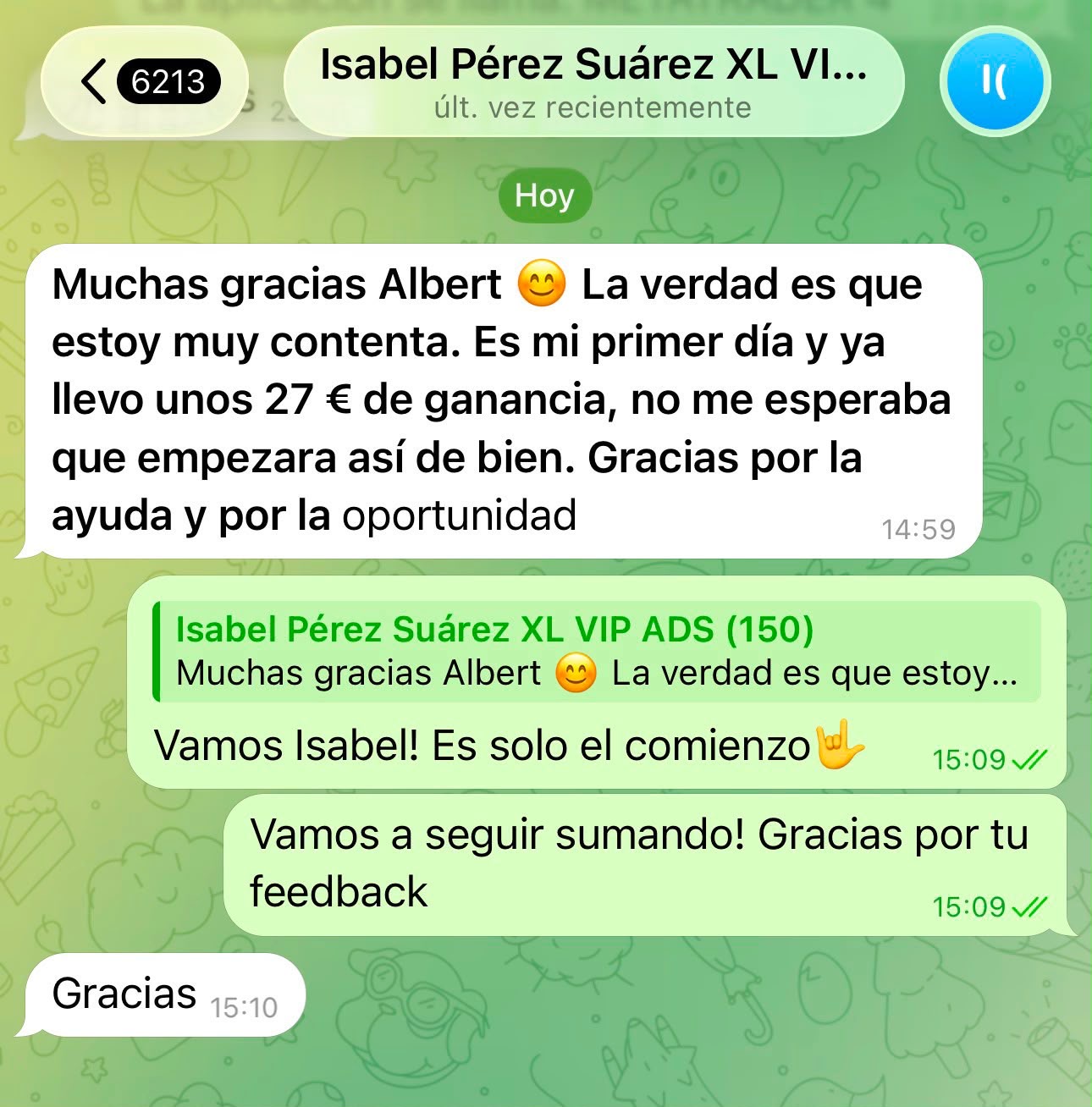 Captura real de ganancias de trading de un miembro de ABtrading